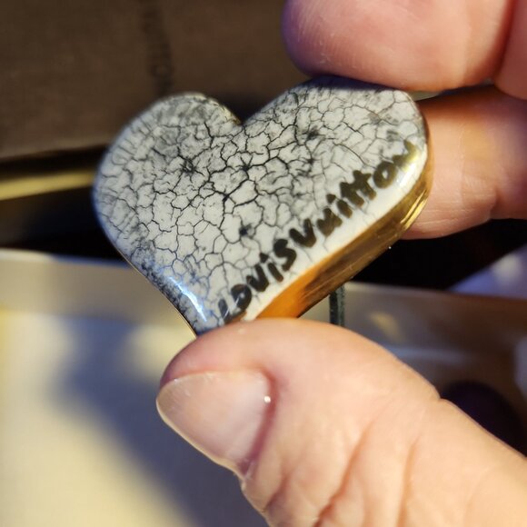 Rare Auth LOUIS VUITTON Stephen Sprouse White Stone Enamel Heart Floral Hair Tie - Picture 6 of 8